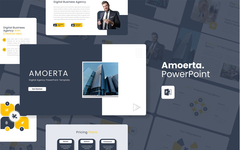 Amoerta – цифрове агентство Шаблон PowerPoint