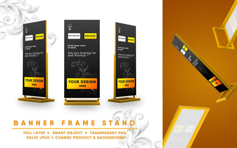 Banner Frame Stand Mockup I Easy Editable - TemplateMonster