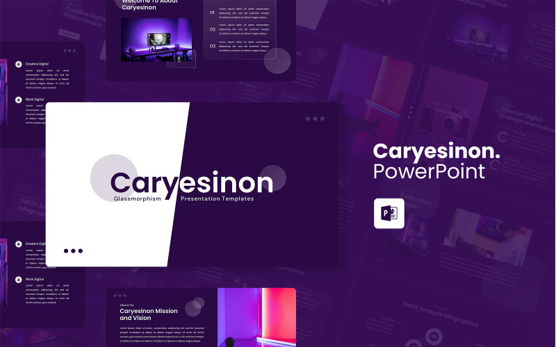 Caryesinon – PowerPoint-mall för glasmorfism