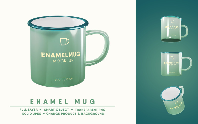 Emaille-Tassen-Mockup, leicht bearbeitbar