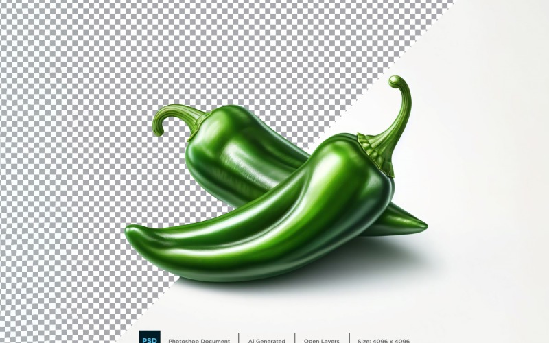 Zöld chili, friss zöldség, átlátszó háttér 02