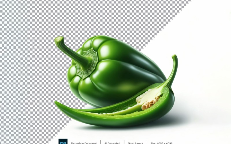 Zöld chili friss zöldség átlátszó háttér 09