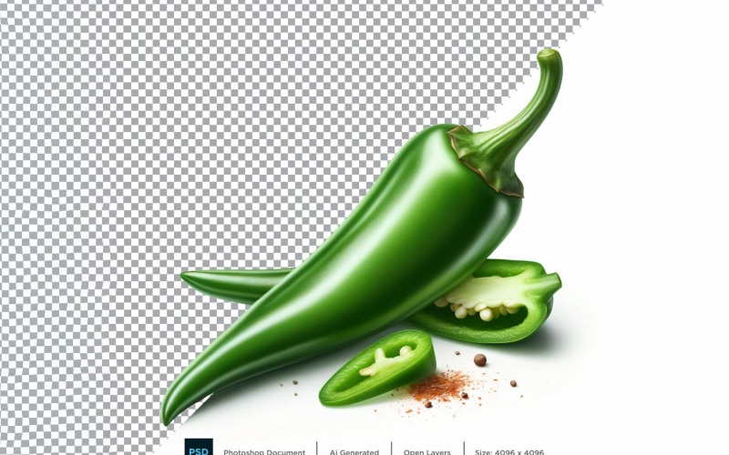 Grön chili Färsk grönsak Transparent bakgrund 10