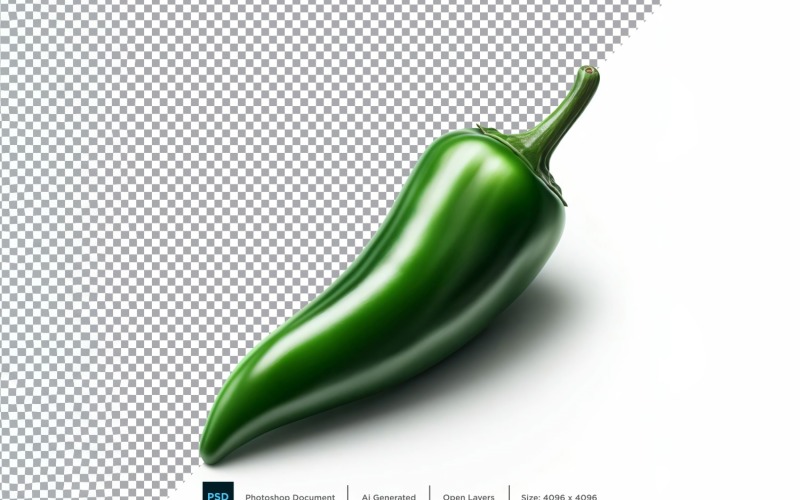Zöld chili friss zöldség átlátszó háttér 05