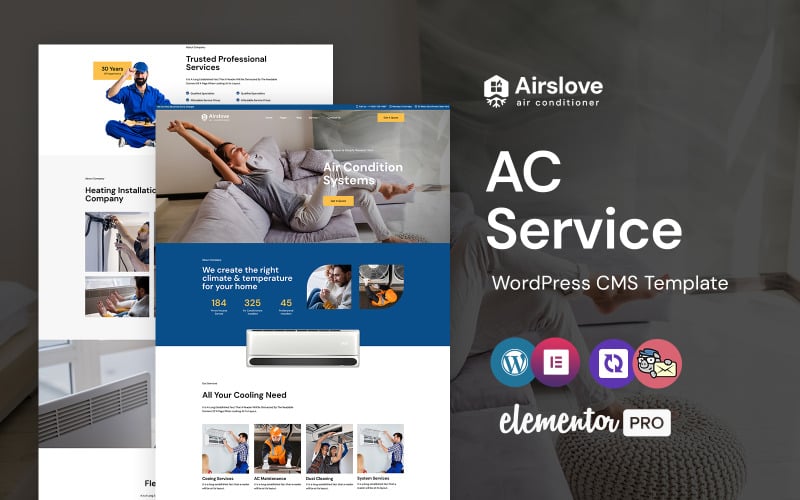 Airslove - Airconditionerservice WordPress Elementor-thema