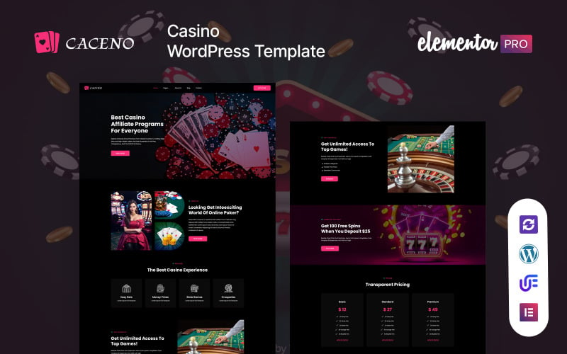 Caceno — тема WordPress для казино и азартных игр
