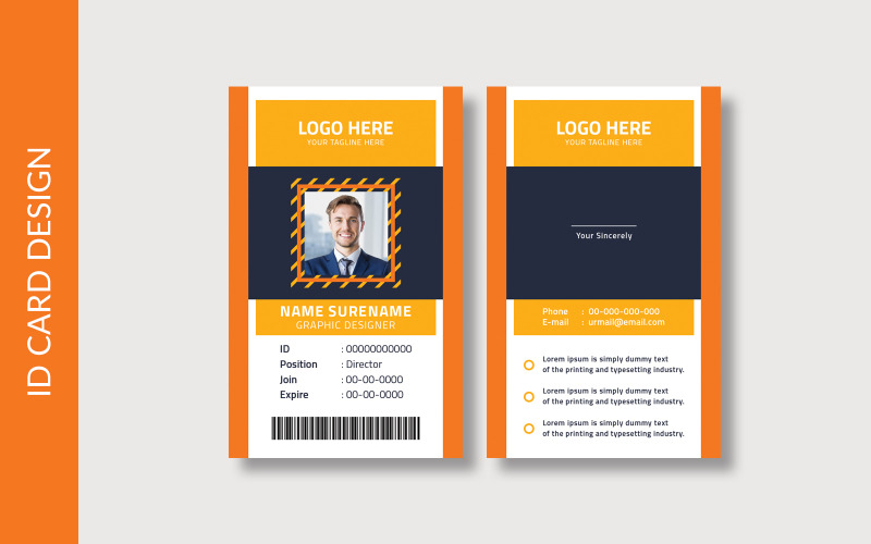 Conception de modèle de carte d'identité d'entreprise Psd