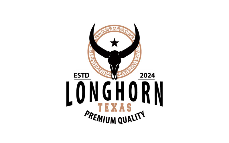 Création de logo animalier Longhorn Vintage V3