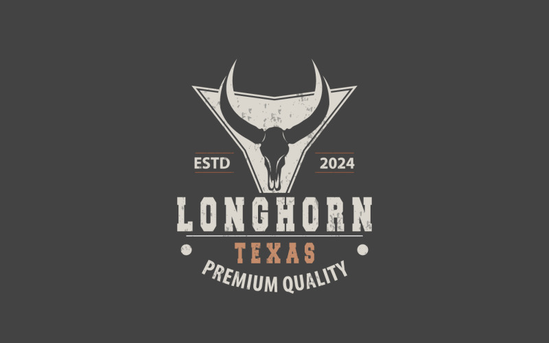 Création de logo animalier Longhorn Vintage V4