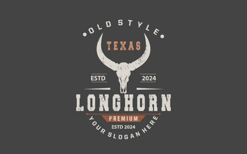 Longhorn Animal Logo Design Vintage V1
