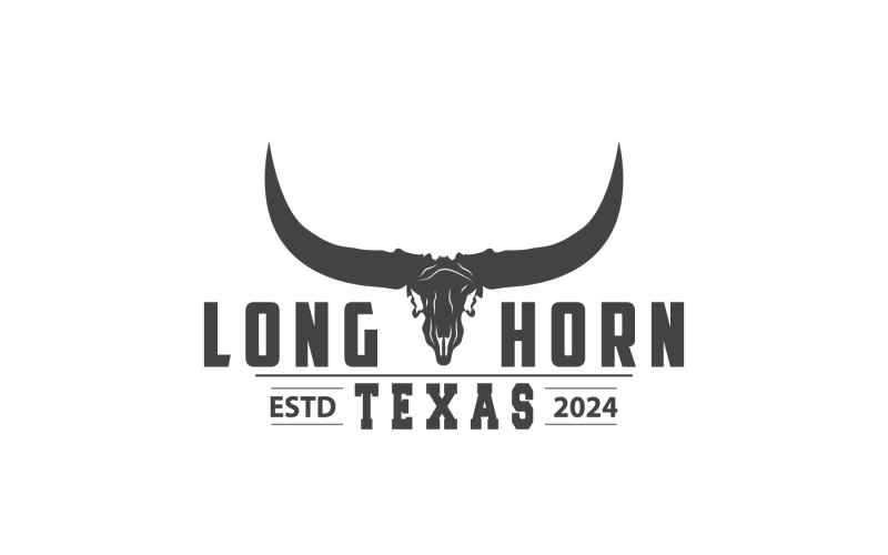 Projekt logo zwierząt Longhorn Vintage V11