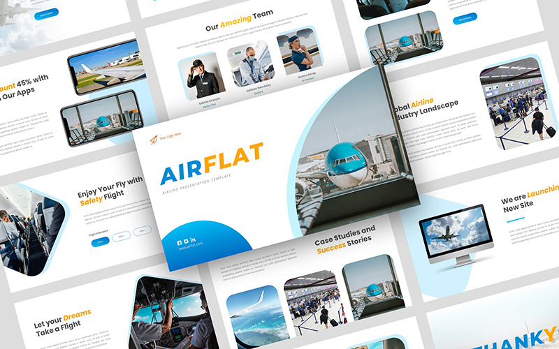AirFlat - Plantilla de diapositivas de Google para presentación de aerolíneas
