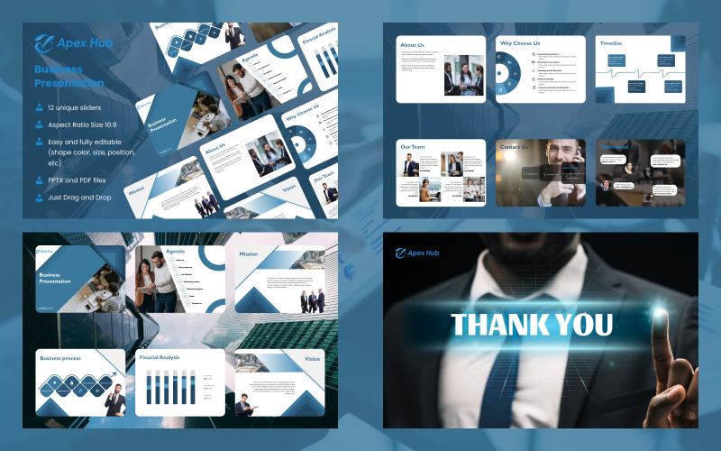 Apex Hub 业务 Powerpoint 演示模板