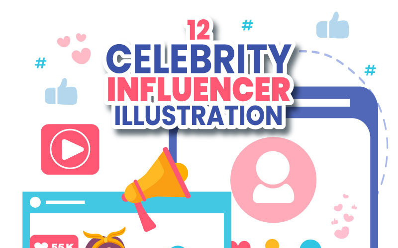 12 Celebrity Influencer Vektorové Ilustrace