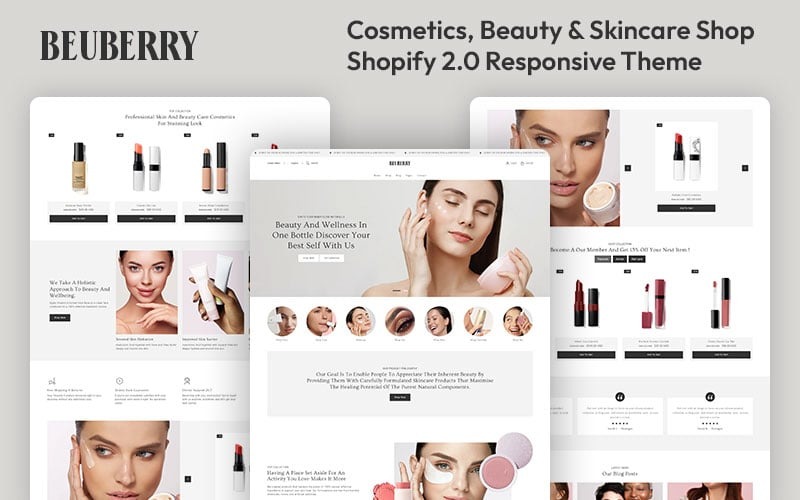 Beuberry — магазин красоты, косметики и ухода за кожей Многоцелевой адаптивный шаблон Shopify 2.0