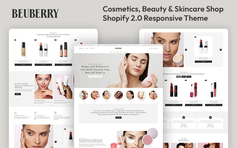 Beuberry - 美容、化妆品和护肤品商店多用途 Shopify 2.0 响应式主题