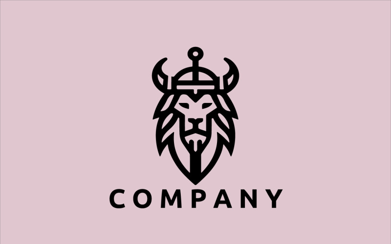 Lion Viking Logo Design V2