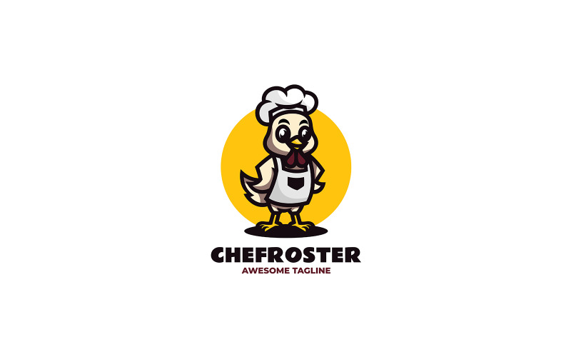 Logotipo de dibujos animados de mascota gallo chef