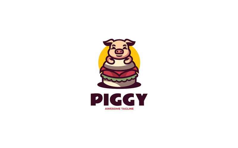Piggy Hamburger mascotte cartoon logo