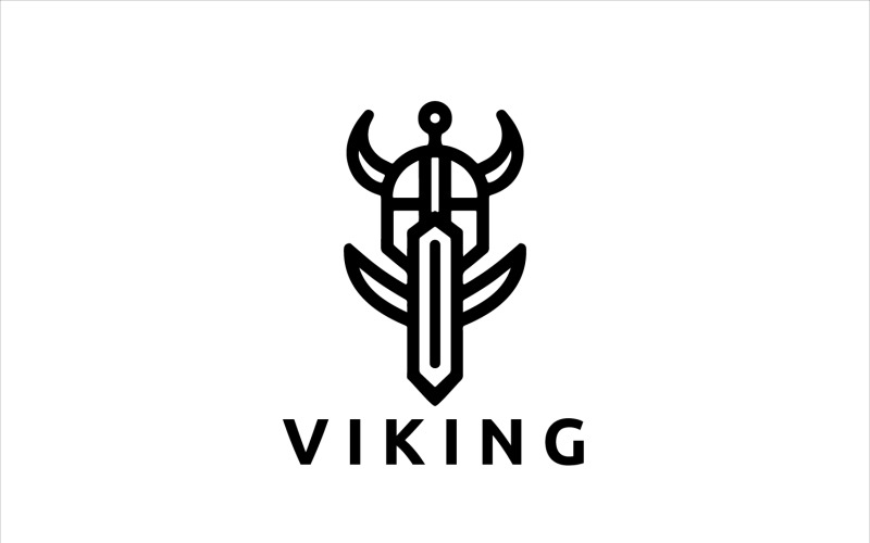 Plantilla vectorial de diseño de logotipo vikingo V36