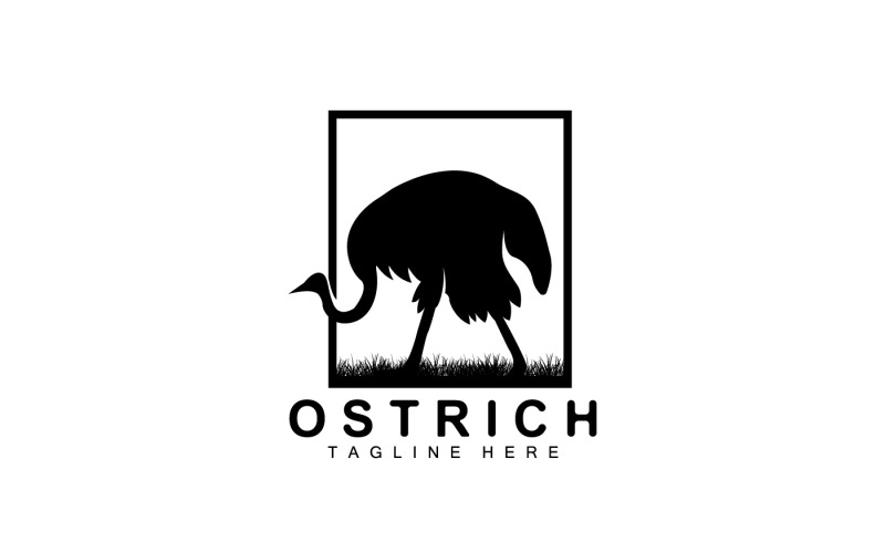 Design del logo dello struzzo Illustrazione degli animali del deserto V15