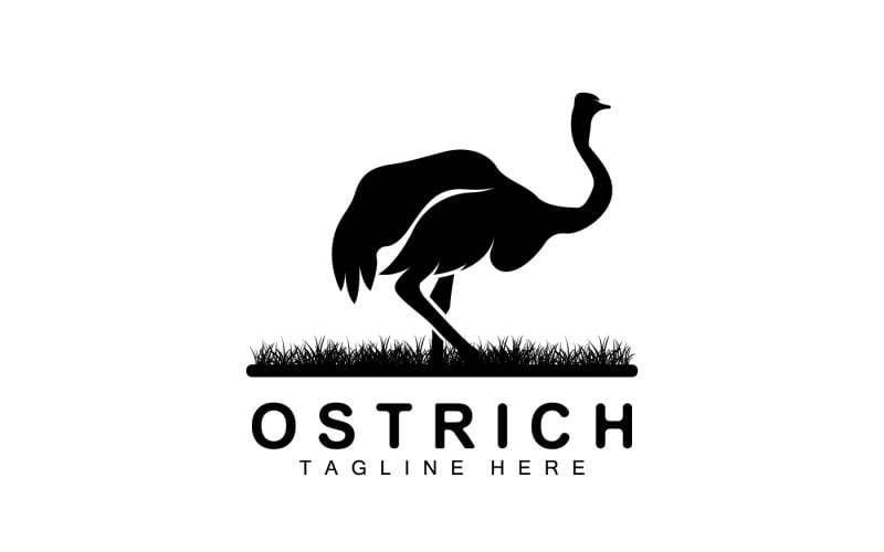 Devekuşu Logo Tasarımı Çöl Hayvan İllüstrasyon V2