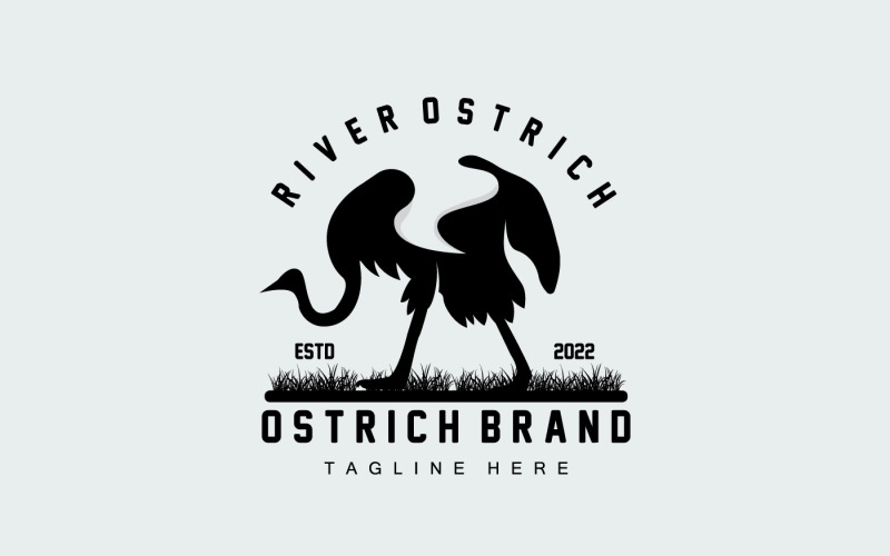 Diseño de logotipo de avestruz Ilustración de animales del desierto V7