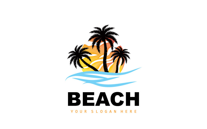 Design estivo da spiaggia con logo della palmaV4