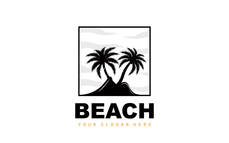 Design estivo da spiaggia con logo della palmaV8