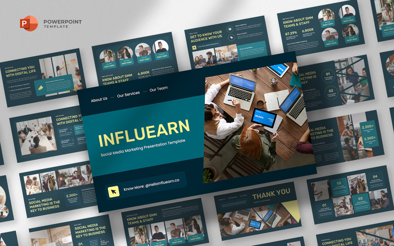 Influearn - Шаблон Powerpoint для маркетинга в социальных сетях