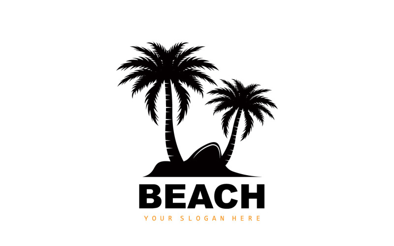 Логотип пальмы на пляже, летний дизайнV10