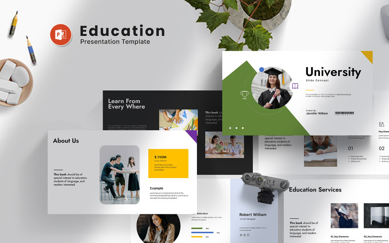 Onderwijs Universiteit PowerPoint-presentatiesjabloon