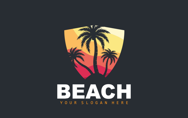 Palmträdslogotyp Beach Summer DesignV24