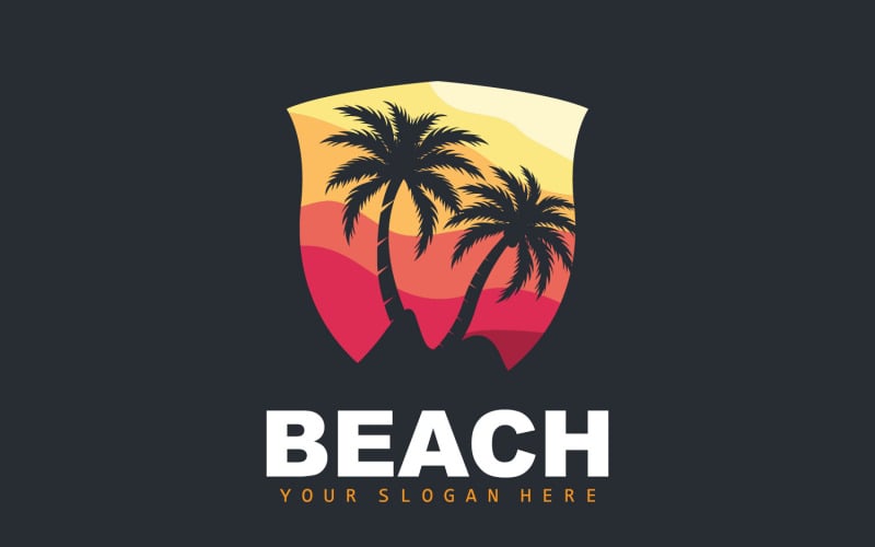 Palmträdslogotyp Beach Summer DesignV25