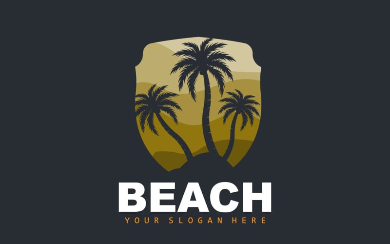 Palmträdslogotyp Beach Summer DesignV26