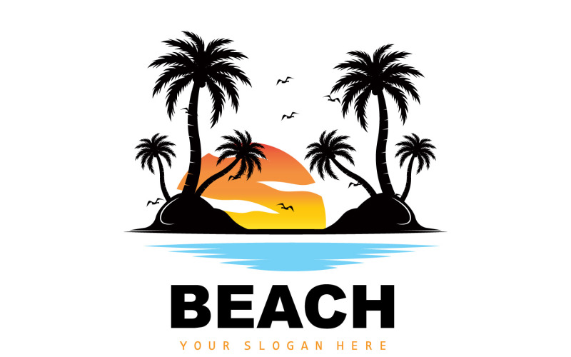 棕榈树标志海滩夏季设计 V20