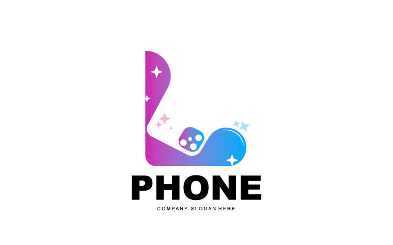 Design de telefone moderno vetorial de logotipo de smartphone V8