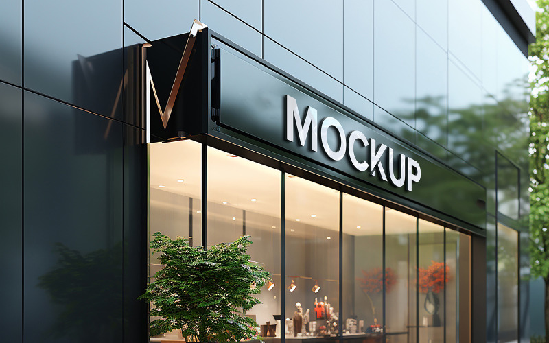 Gevel teken vooraanzicht logo mockup