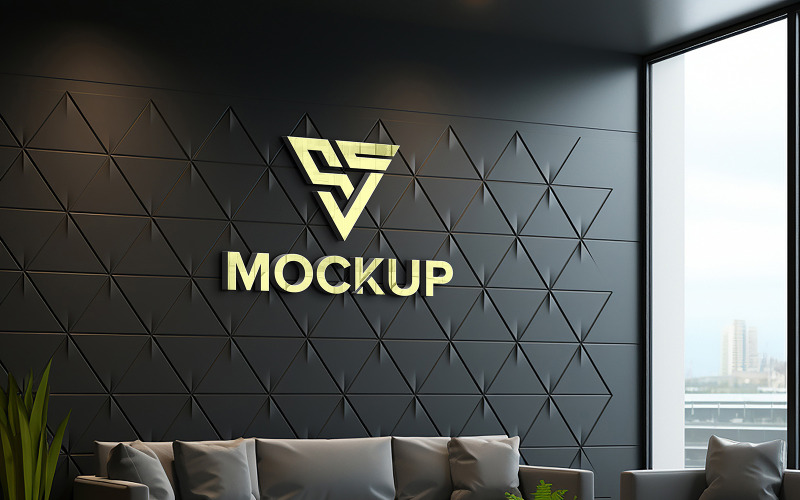 Maqueta de logotipo de sala de espera de oficina psd
