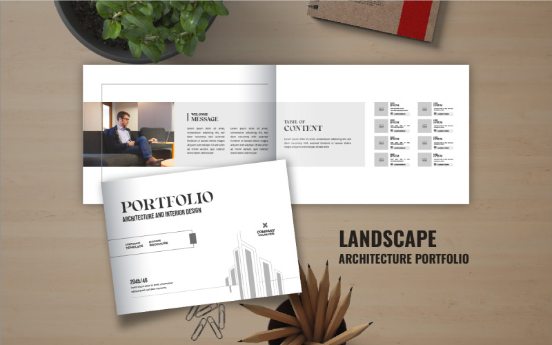 Portfolio d'architecture de paysage ou brochure du catalogue d'architecture de paysage
