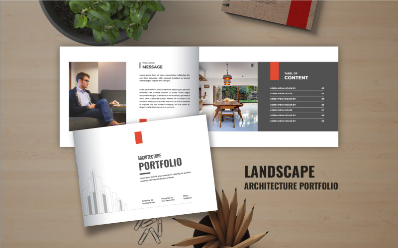 Présentation du modèle de brochure du portfolio d'architecture de paysage ou du catalogue d'architecture de paysage