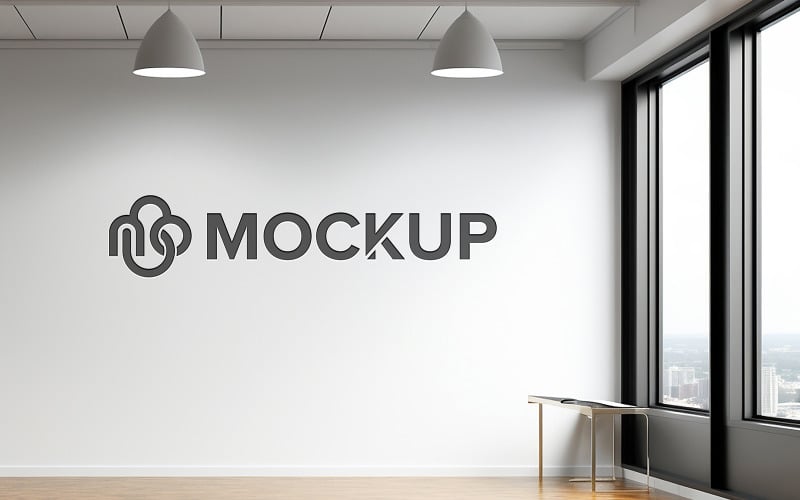 Realistic indoor logo mockup template - TemplateMonster