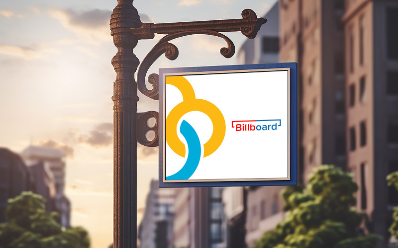 Square realistic billboard mockup template