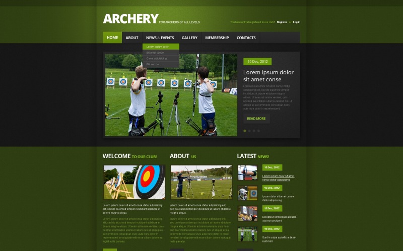 Modèle de site Web de tir à l'arc