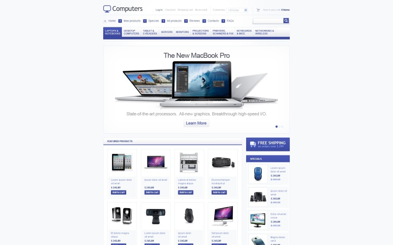 планшеты и компьютеры шаблон zencart