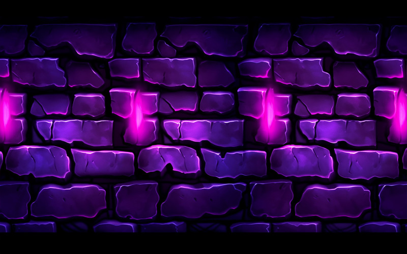 Brick wall with purple neon light_Brick wall with pink neon light_neon brick wall