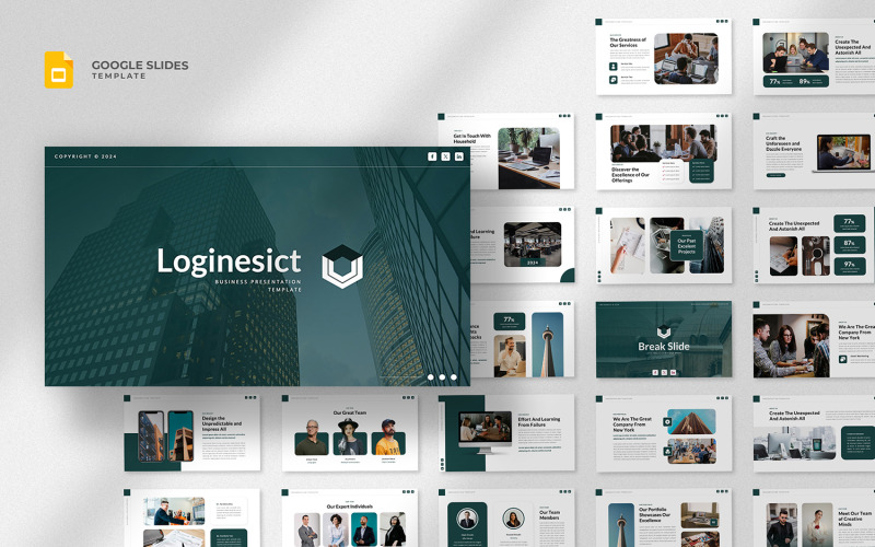 Loginesict - Шаблон слайдов Google для корпоративного бизнеса