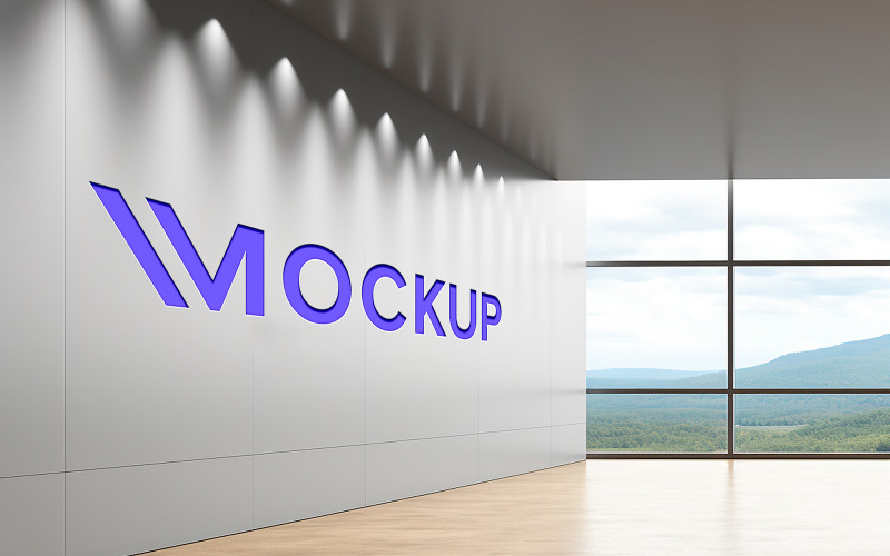 Maquette de logo violet effet débossé de luxe sur le mur