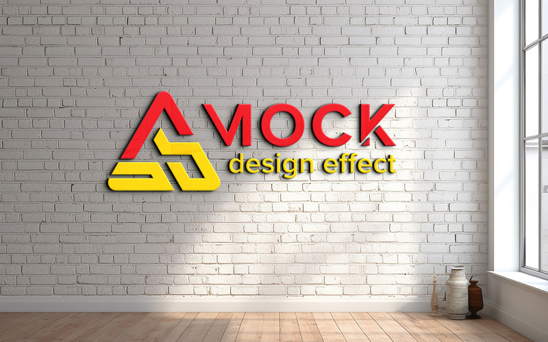 Mockup del logo della parete dell'ufficio per interni realistico 3d