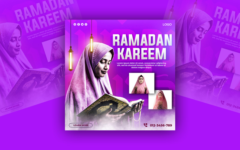 Modello di post sui social media di Ramadan Kareem